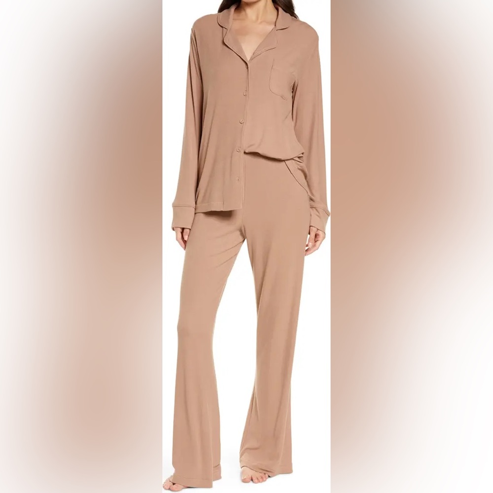 Skims Ribbed Soft Sleep Lounge Pajama Set Sienna XXS